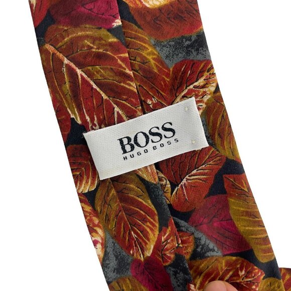HUGO BOSS Floral Rust Black Grey Silk *flawed‎ - Picture 2 of 5